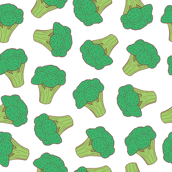 Pola Brokoli mulus. Latar belakang gambar vektor dengan ve - Stok Vektor