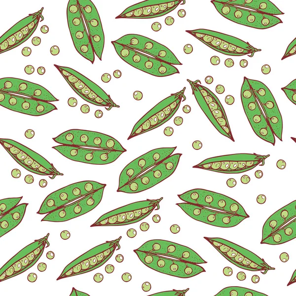 エンドウ豆のシームレスなパターン。ベジータとベクトル グラフィック アートの背景 — ストックベクタ