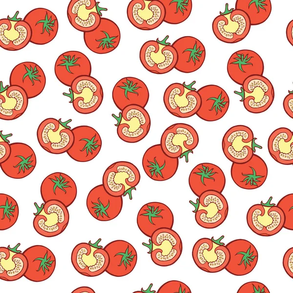 Pomidory bez szwu wzór. Wektor grafika tła z ve — Wektor stockowy