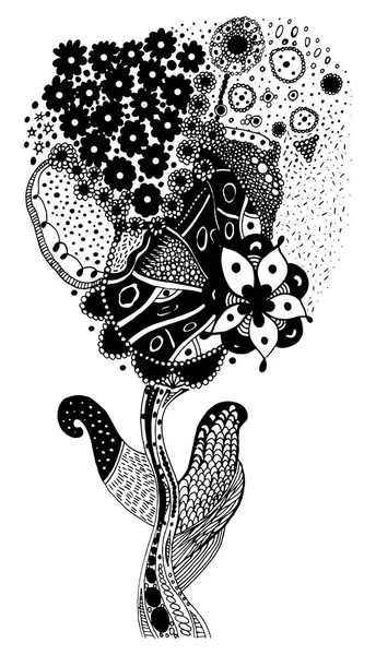 Çiçek zentangle kroki. Elle çizilmiş vektör sanat tasarımı için doodle. — Stok Vektör