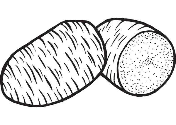 Ilustrasi gambar tangan dari halaman berwarna kentang - Stok Vektor