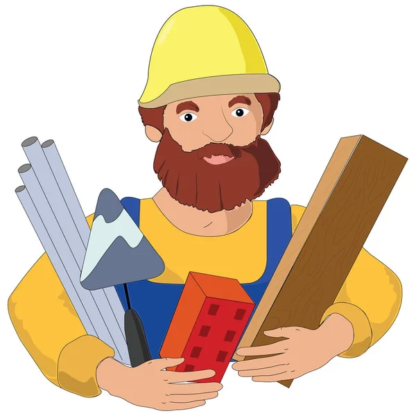 Construtor profissão plana ilustração —  Vetores de Stock