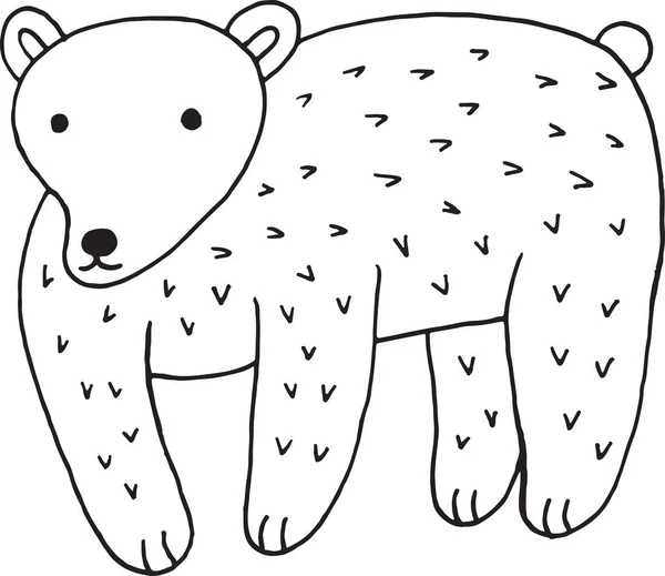 Forest animal bear doodle cartoon simple illustration. kids draw — Stock Vector