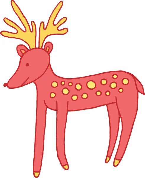 Orman hayvan geyik doodle karikatür basit örnek. çocuklar çizmek — Stok Vektör