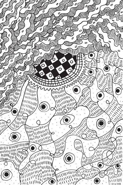 Abstrakcja Psychodelia doodle surrealistyczne, kolorowanki dla dorosłych. Ve — Wektor stockowy