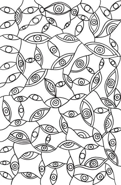 Abstract psychedelic surreal doodle eyes - coloring page for adu — Stock Vector