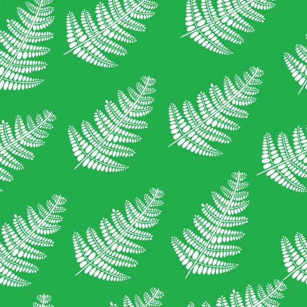 Branche de fougère sur vert motif doodle sans couture. Backgroun vectoriel — Image vectorielle