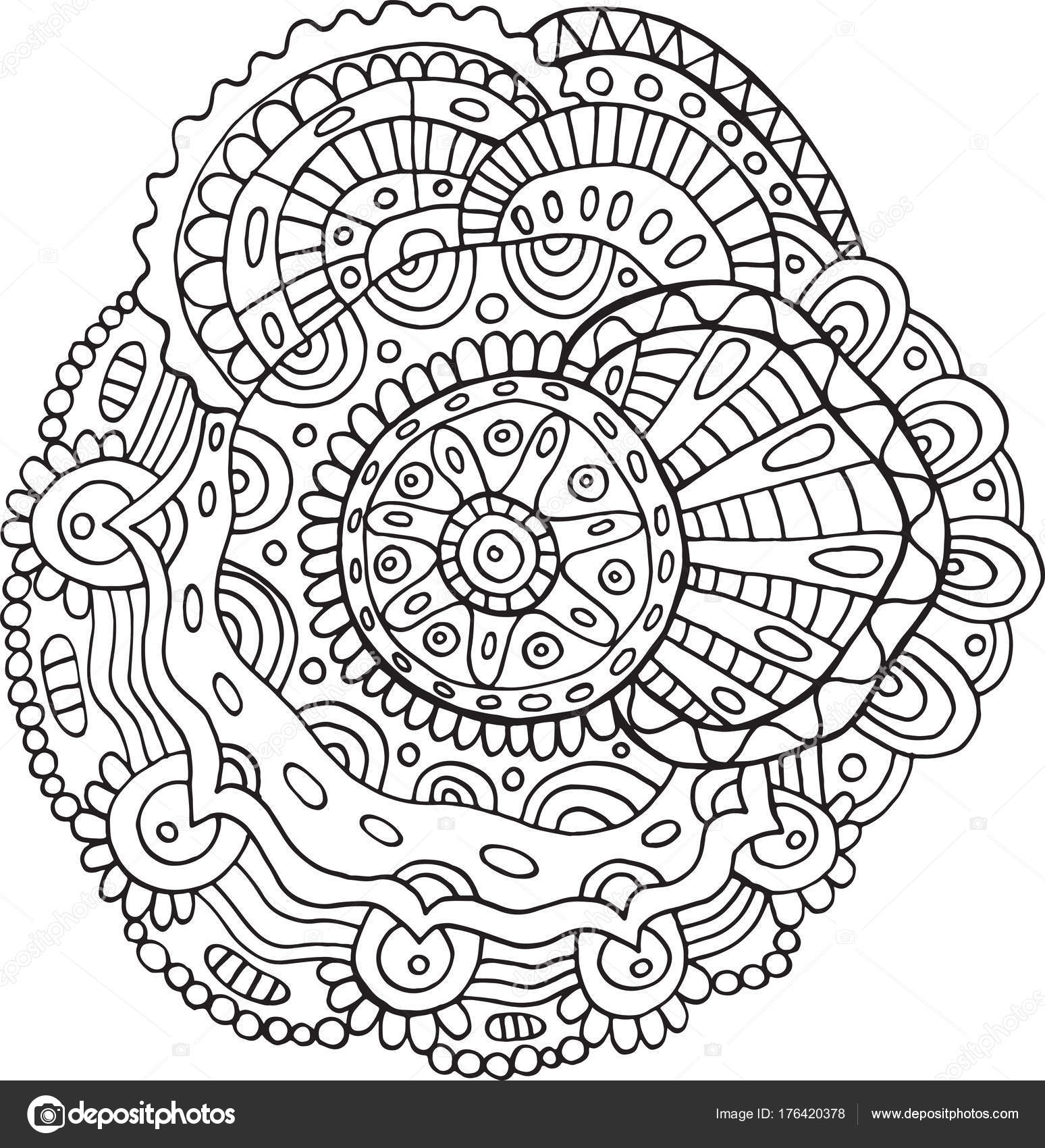 Mandala Bloem Doodle Kleurplaat Voor Volwassenen Vector Afb