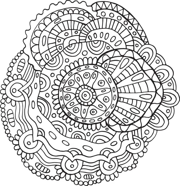 Virág mandala - doodle színező oldal felnőttek számára. Vector illustr — Stock Vector