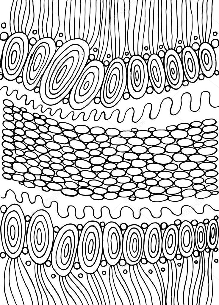 Doodle coloring page for adults. psychedelic surreal illustratio