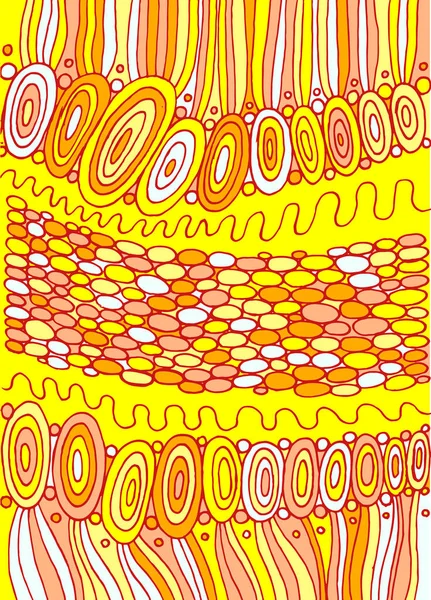 Doodle kleurrijke gele achtergrond. psychedelische surrealistisch illustrat — Stockvector