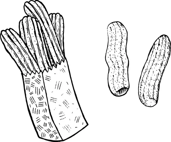 Página para colorear Doodle para adultos con churros. Arte de tinta con spani — Archivo Imágenes Vectoriales