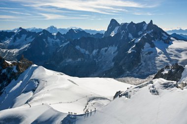 Climbers near Aiguille du Midi in France