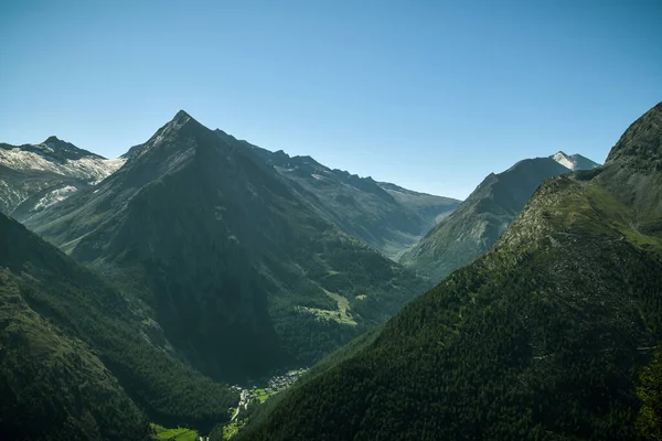 Hermosa Vista Los Alpes Suizos Desde Hannig Por Encima Saas — Foto de Stock