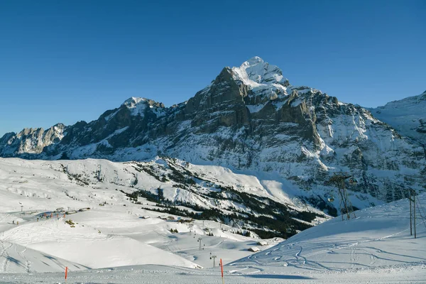 Grindelwald Zwitserland December 2019 Skigebied Grindelwald Eerste Zwitserland Tijdens Mooie — Stockfoto