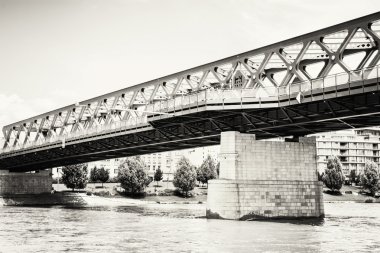 Köprü ve Tuna Nehri Bratislava, siyah ve beyaz
