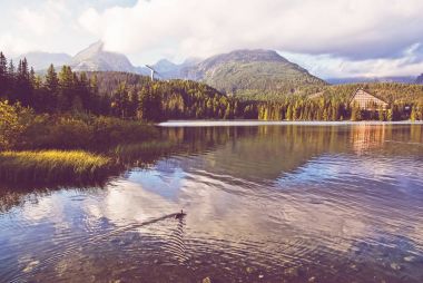 Yaz sahne Strbske pleso, yüksek Tatras, Slovakya