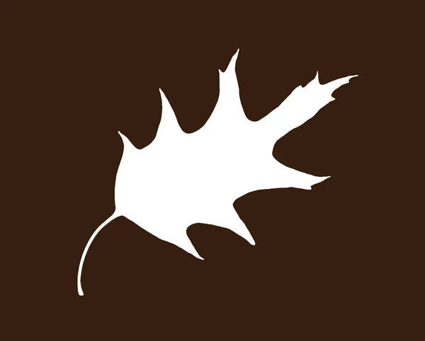 Белая форма листьев дуба на коричневом фоне — стоковое фото