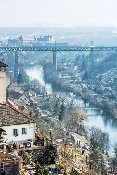 Louka monastery and railway bridge, Znojmo — Stock Photo, Image