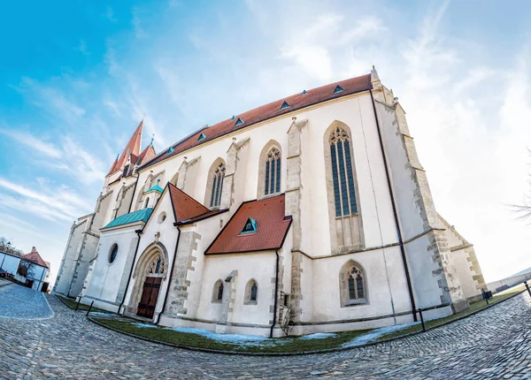 St. Nicholas' Deanery church, Znojmo, fish eye — Stock Photo, Image