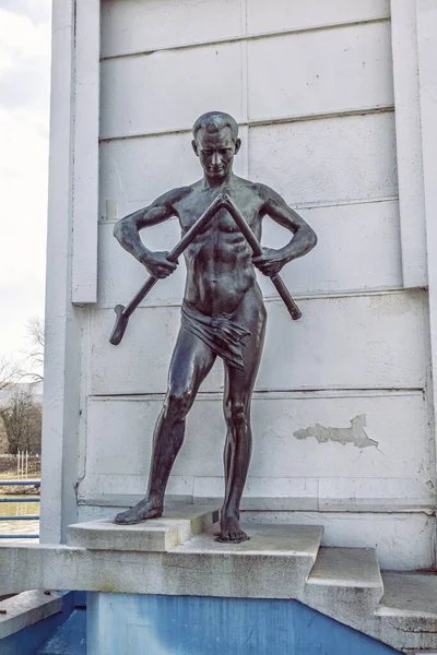 Crutch Breaker Statue Piestany Slovak Republic Famous Spa Symbolic Object — Stock Photo, Image