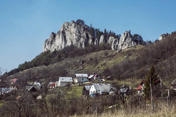 Vrsatske Skały Vrsatcke Podhradie Wsi Białe Karpaty Republice Słowackiej Sezonowa — Zdjęcie stockowe