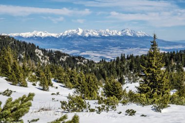 Low Tatras dağlarından yüksek Tatras, Slovak cumhuriyeti. Yürüyüş teması. Mevsimsel doğal sahne.