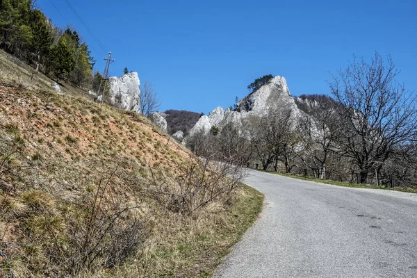 Vrsatske Skały Białe Karpaty Republice Słowackiej Sezonowa Scena Naturalna Temat — Zdjęcie stockowe