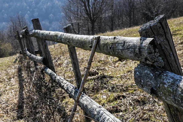 Holzzaun Vrsatske Felsen Weiße Karpaten Slowakische Republik Thema Wandern — Stockfoto