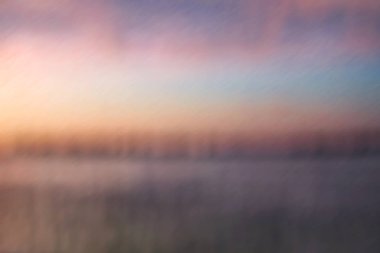 Soyut hareket bulanıklığı denizde, yağmurlu gün batımı doğa arka plan 