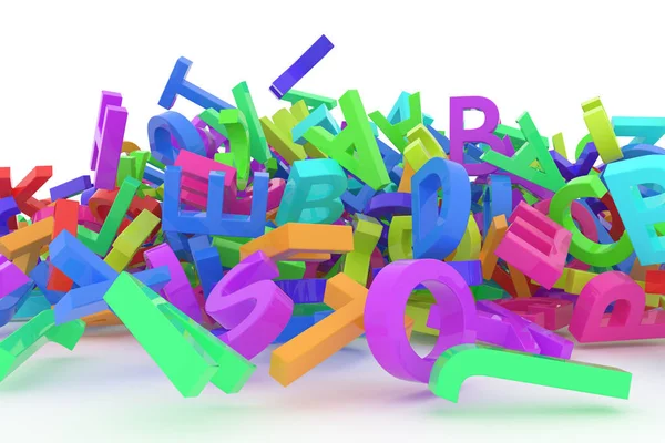 Pilha de alfabetos coloridos letras de A a Z para a educação ou — Fotografia de Stock