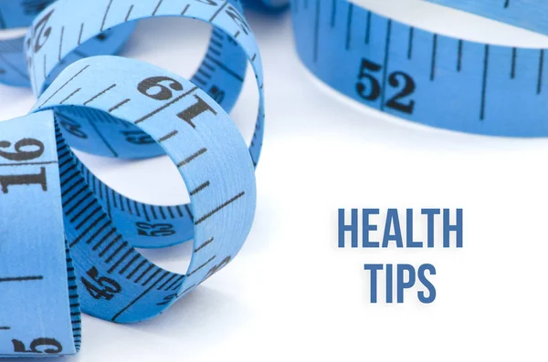 Hälsa tips, hälsokoncept, Stäng upp & selektiv fokus för blå — Stockfoto