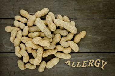 Yiyecek Alerji sağlık kavramı, fıstık veya yer fıstığı yakın kadar üzerinde woo