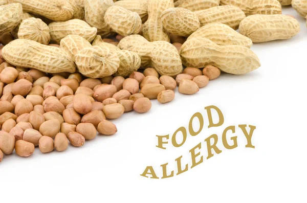 Peanut or groundnut food allergy health concept, isolated on whi