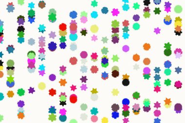 Vektör grafiği. Renkli soyut üst üste gelen yıldız şekli desen.