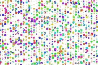 Vektör grafiği. Renkli soyut üst üste gelen karışık şekil desen