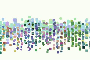 Vektör grafiği. Renkli soyut örtüşen elips ve kare bo