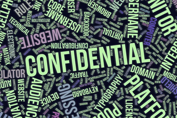 Confidencial, palabra conceptual nube para negocios, información te —  Fotos de Stock