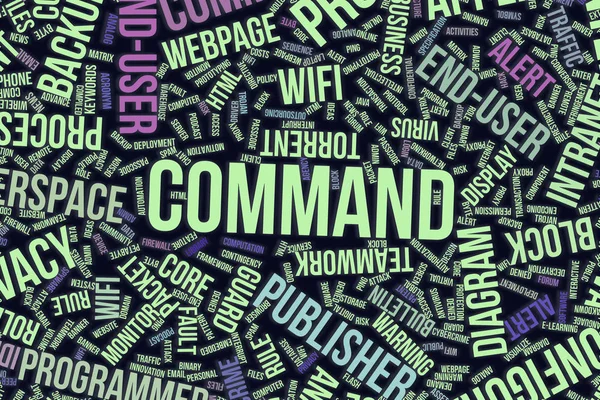 Comando, palabra conceptual nube para negocios, tecnología de la información —  Fotos de Stock