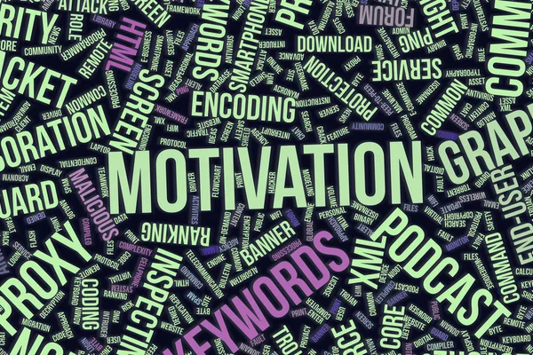 Motivation, nuage de mots conceptuel pour les entreprises, technologies de l'information — Photo