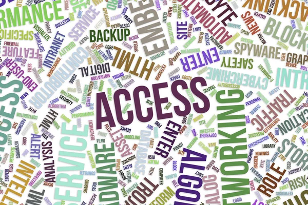 Πρόσβαση, εννοιολογική λέξη cloud για επιχειρήσεις, τεχνολογίες πληροφοριών — Φωτογραφία Αρχείου