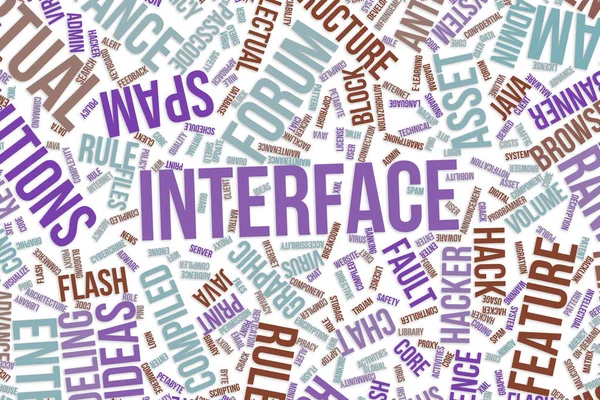 インターフェイス、ビジネス、情報 techn の概念の単語の雲 — ストック写真