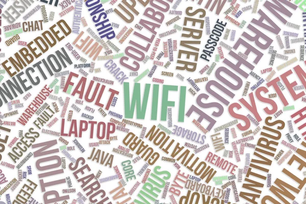 Wi-Fi, εννοιολογική λέξη cloud για επιχειρήσεις, Πληροφορική — Φωτογραφία Αρχείου