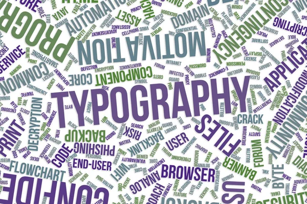 Типографія, концептуальна хмара слів для бізнесу, інформаційні технології — стокове фото
