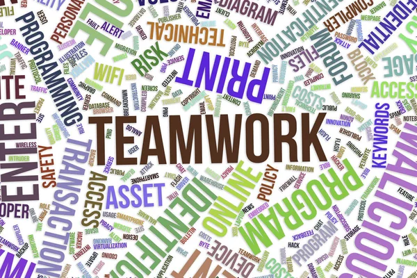 Teamwork, conceptual word cloud for business, information techno — Stock Photo, Image