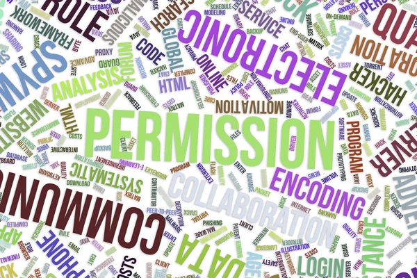 Permission, nuage de mots conceptuel pour les entreprises, technologies de l'information — Photo