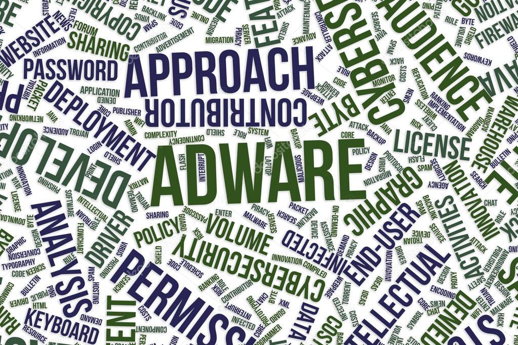 Adware, conceptual word cloud for business, information technolo