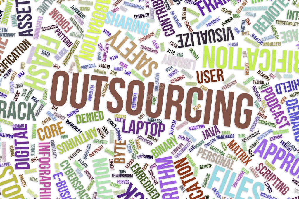 Outsourcing, conceptual word cloud for business, information tec
