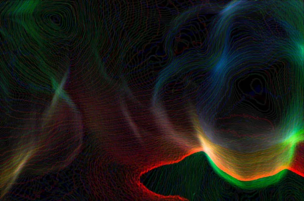 ネオンの抽象的な暗い・ カラフルな波・ ライン. — ストック写真