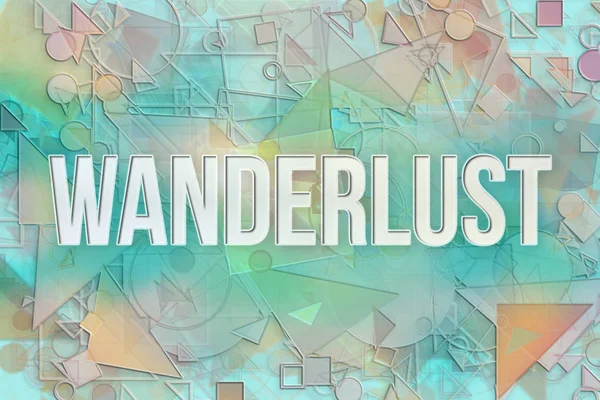 Wanderlust, viajes & vacaciones palabras conceptuales con color & em — Foto de Stock